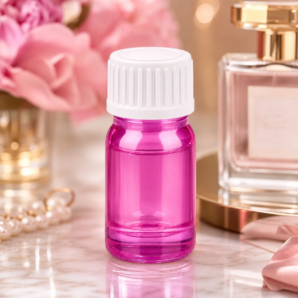 Flacone contagocce da 5 ml di colore viola trasparente con apertura da 0,9 mm perfetto per oli essenziali e tinture