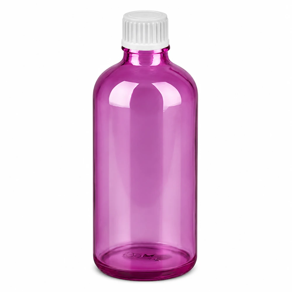 Piccolo flacone contagocce da 100 ml, di colore viola, con contagocce fine da 0,9 mm per un'applicazione precisa.