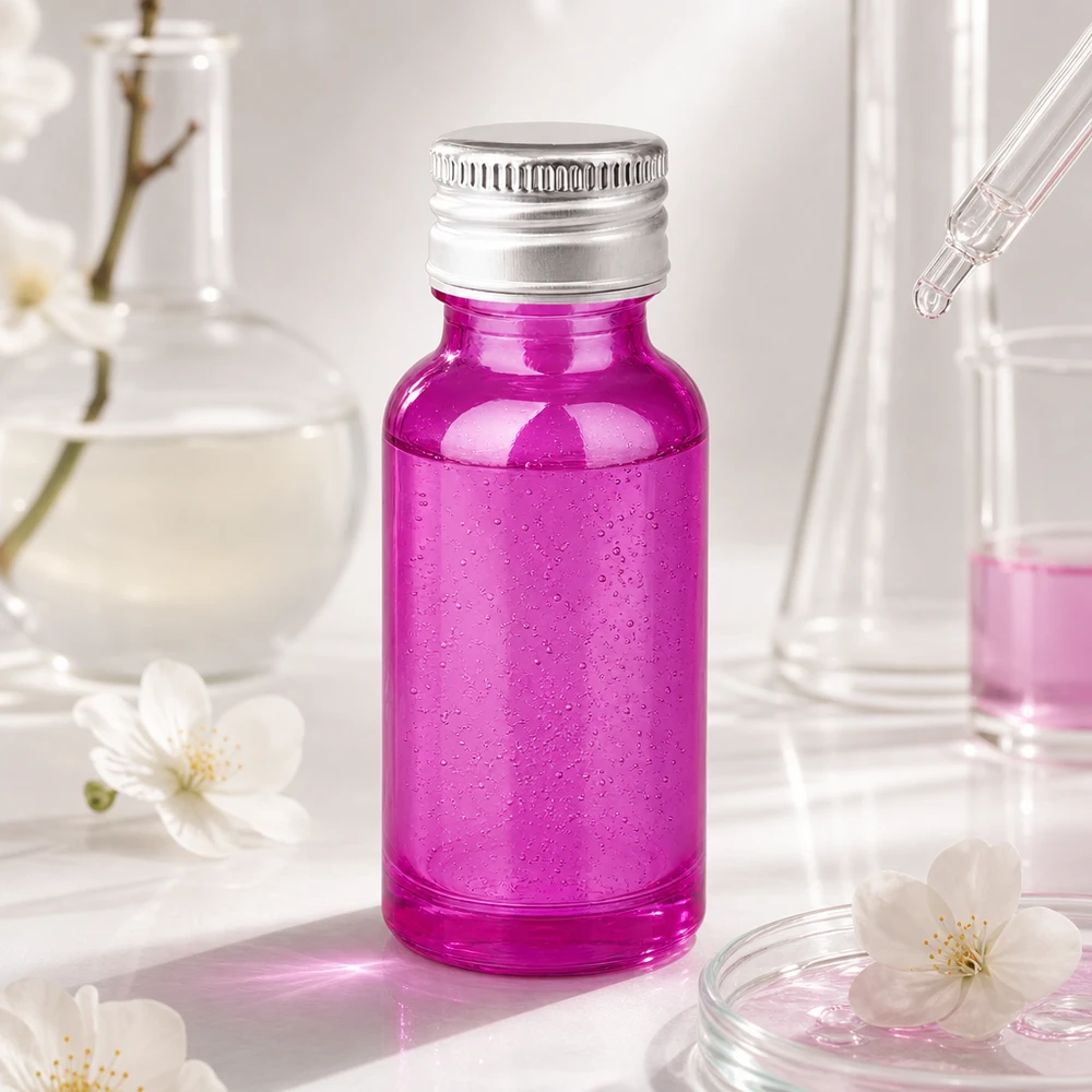 Elegante flacone da 20 ml in viola con tappo a vite metallico per prodotti di bellezza