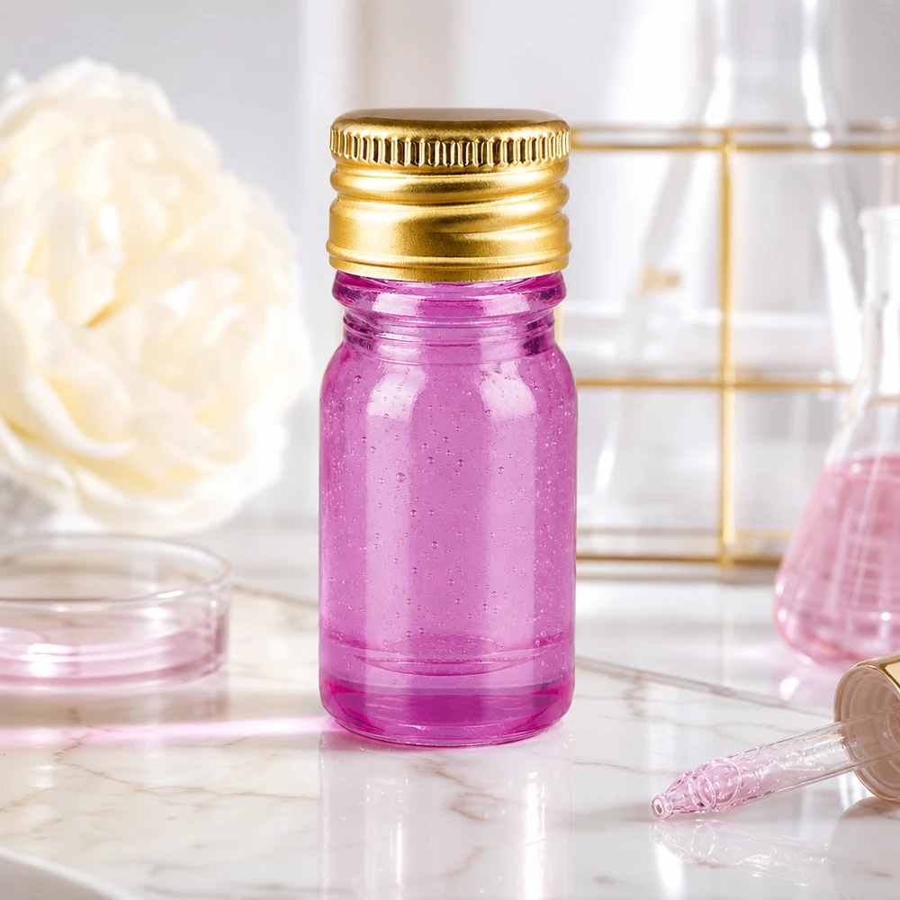 Flacone da 5ml tappo a vite 11mm alluminio oro standard PurpleLine UT18/5 Elegante bottiglia in vetro viola con coperchio in alluminio dorato per una presentazione elegante del prodotto