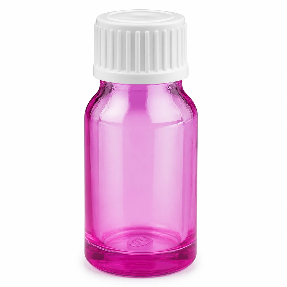 Flacone compatto da 10 ml in vetro viola con tappo contagocce per una porzionatura precisa