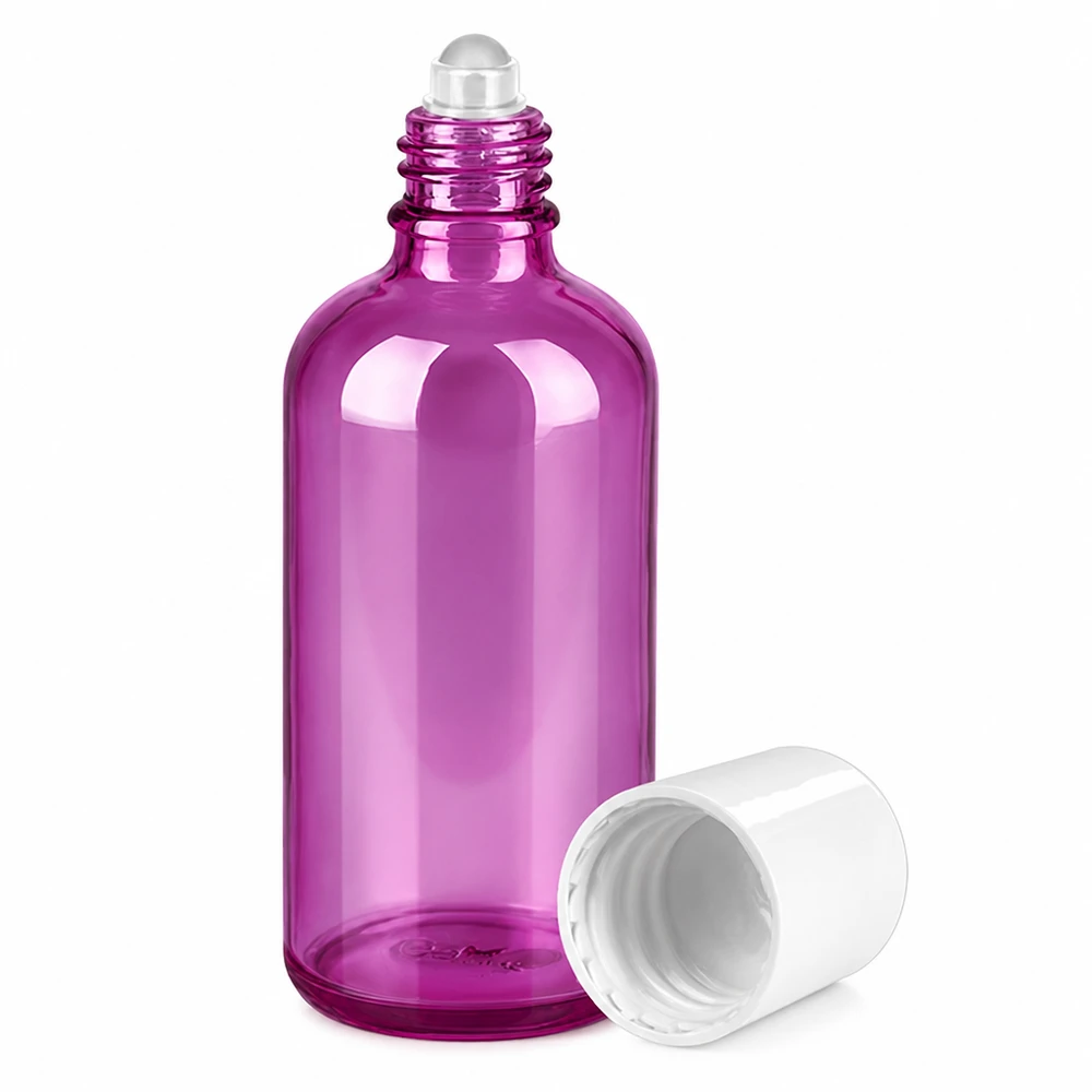 Flacone roll-top ricaricabile da 100 ml con tappo a vite bianco per cosmetici sostenibili