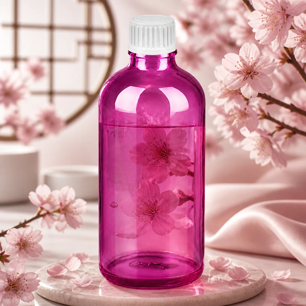 Flacone viola trasparente da 100 ml versione STD con sistema di chiusura a tenuta di gocciolamento