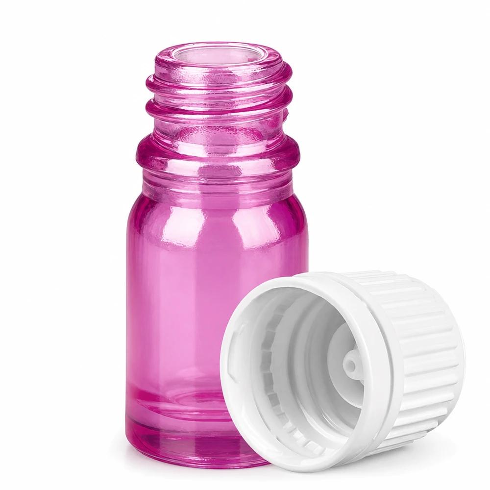 Fiala in vetro premium da 5 ml in colore viola con coperchio rimovibile per oli essenziali e tinture
