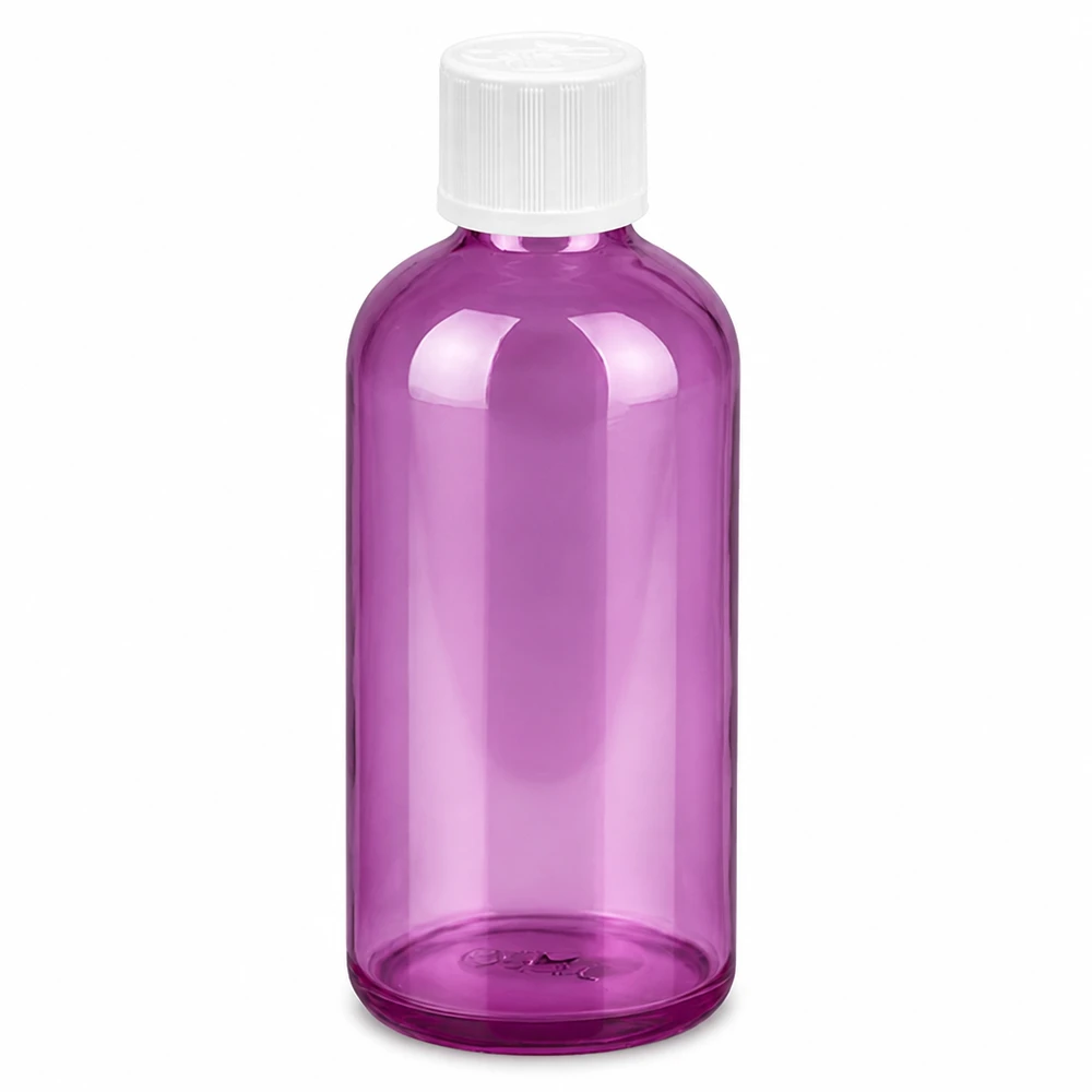 Piccolo flacone contagocce da 100 ml in viola per oli essenziali e liquidi