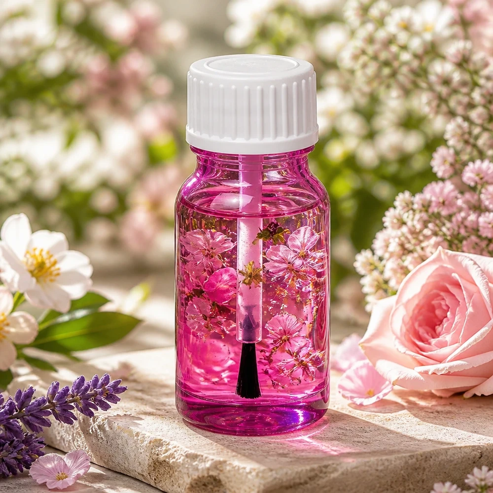 Flacone a pennello da 10 ml bianco STD PurpleLine UT18/10 trasparente con contenuto viola per la cura della pelle