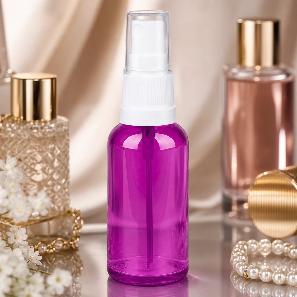 Versatile flacone PurpleLine da 50 ml con sistema di spruzzatura preciso per i prodotti di bellezza