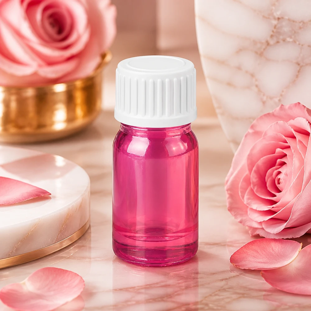 Flacone contagocce da 5 ml viola trasparente con tappo a vite bianco a prova di bambino UT18/5