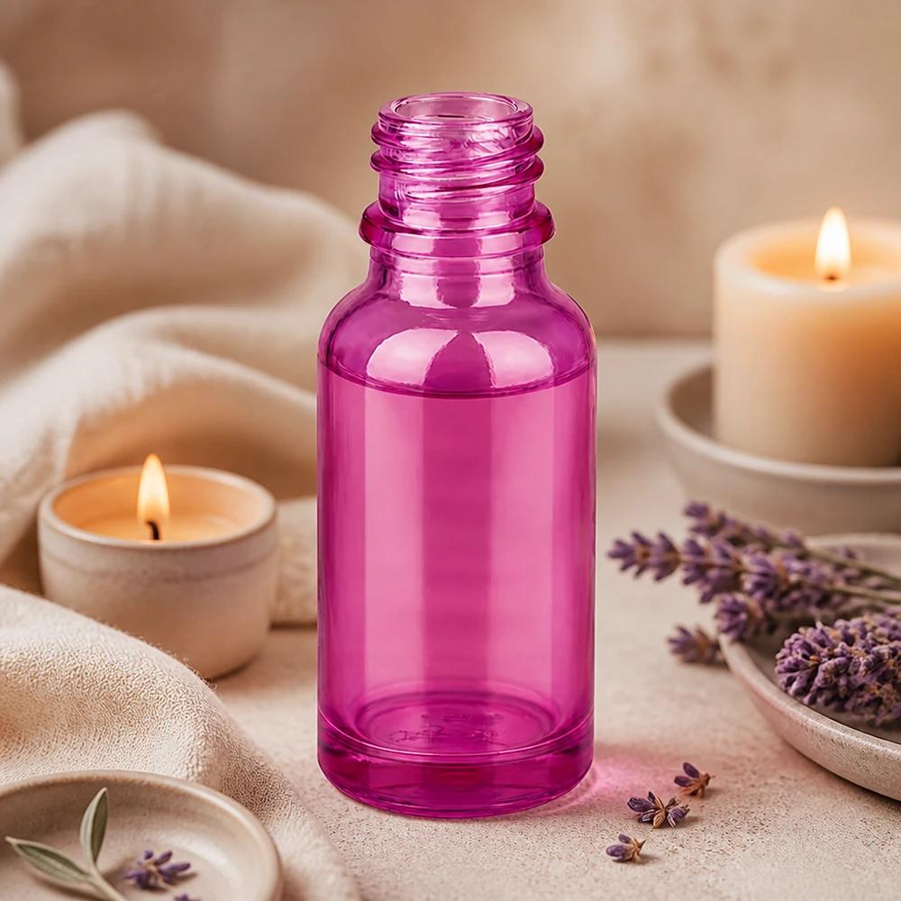 Flacone medicale in vetro PurpleLine da 20 ml in colore fucsia con apertura sterile UT18/20 UNiTWIST