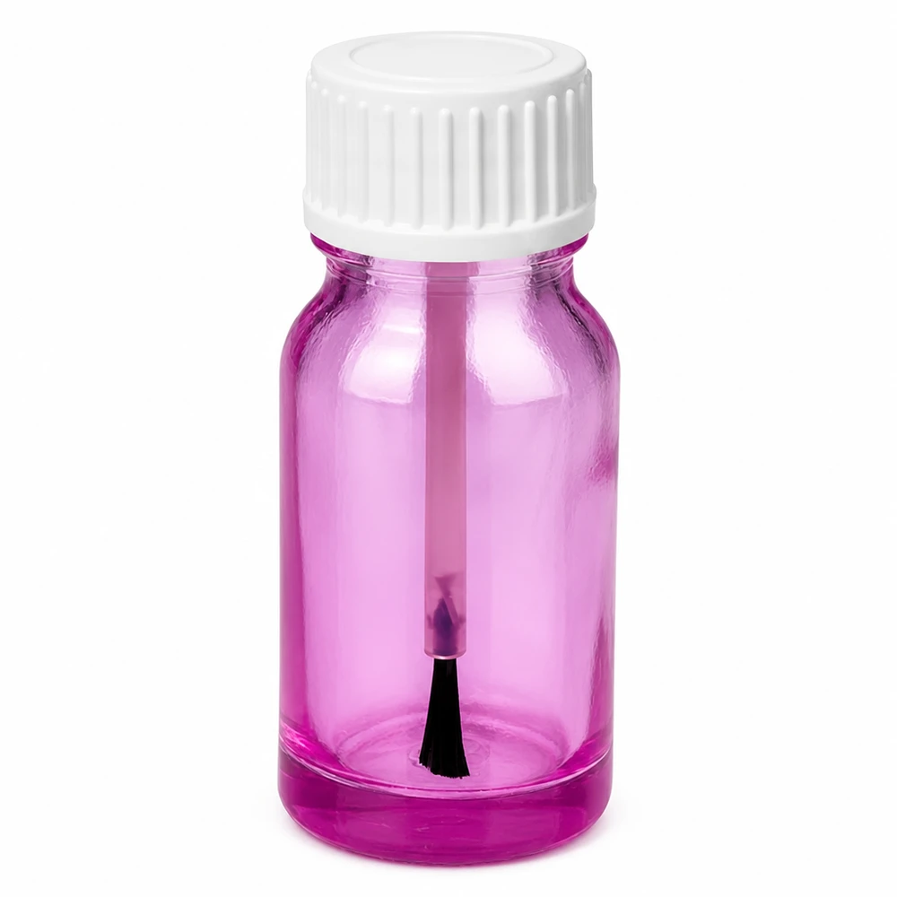 Flacone a pennello compatto da 10 ml in vetro viola con tappo a vite bianco