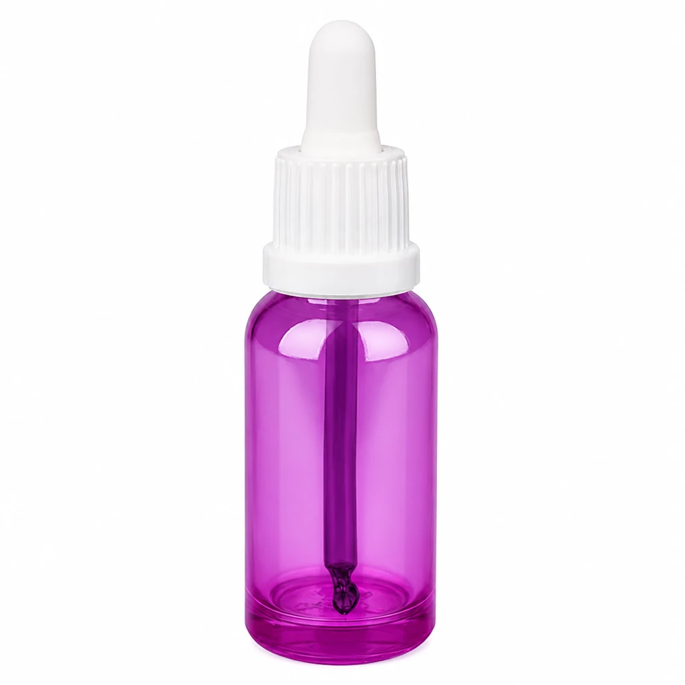 Flacone dosatore da 20 ml con pratica pipetta in elegante colore viola