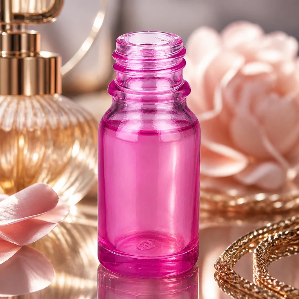 Flacone in vetro di alta qualità PurpleLine UT18/10 UNiTWIST da 10 ml in rosa trasparente per cosmetici naturali