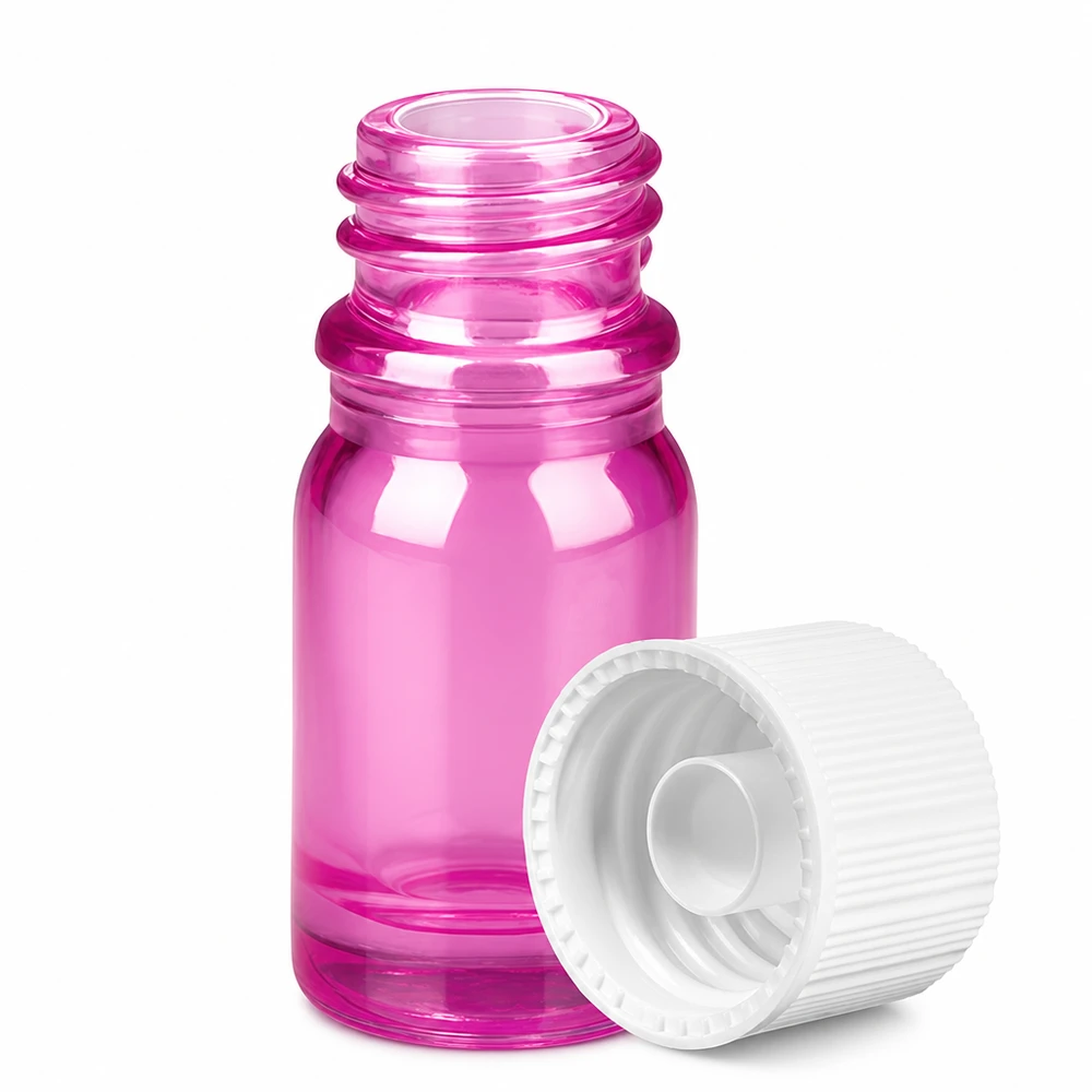 Flacone da farmacia di alta qualità da 5 ml in vetro viola con tappo standard bianco SV