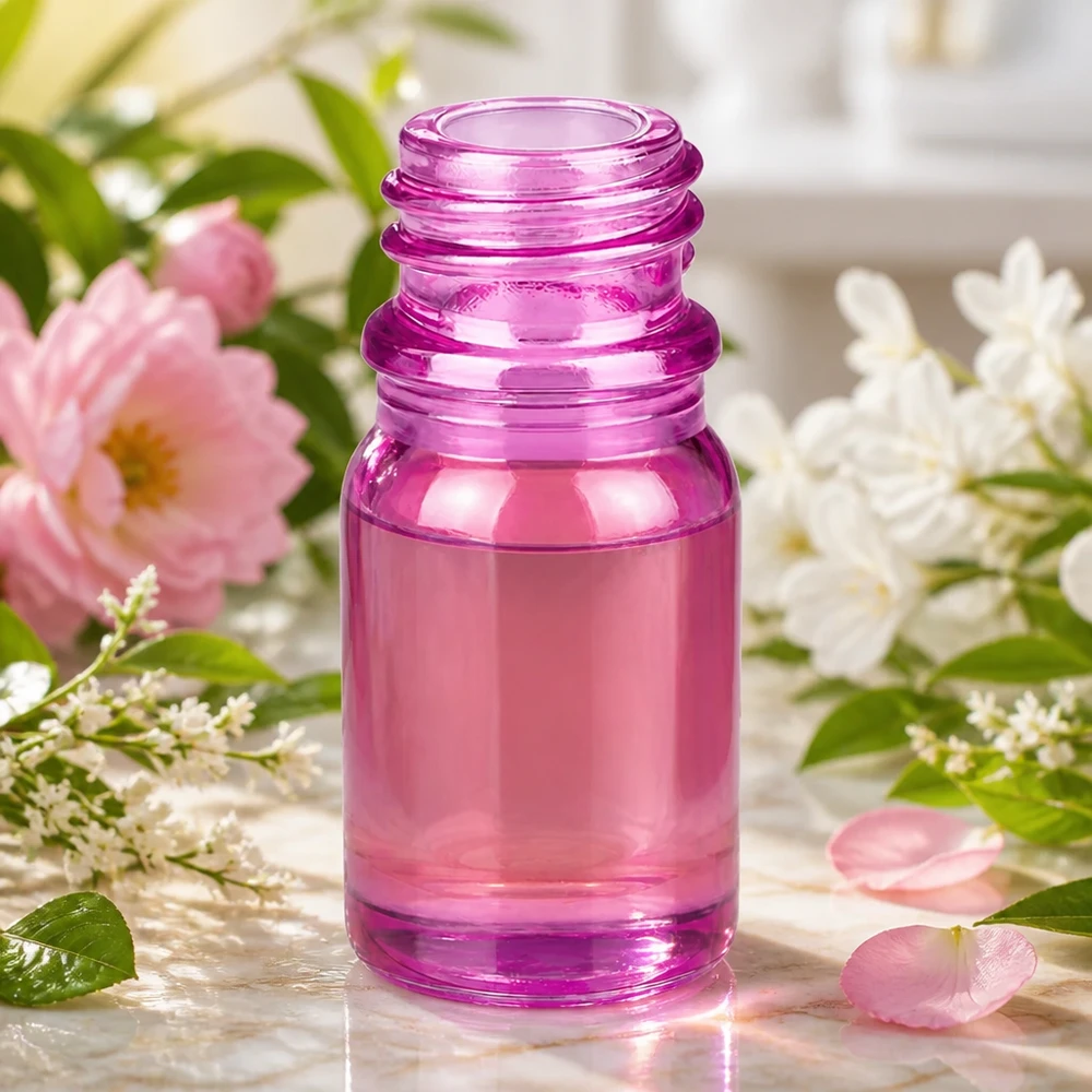 Elegante flacone da farmacia PurpleLine UT18/5 da 5 ml in look viola traslucido per cosmetici naturali