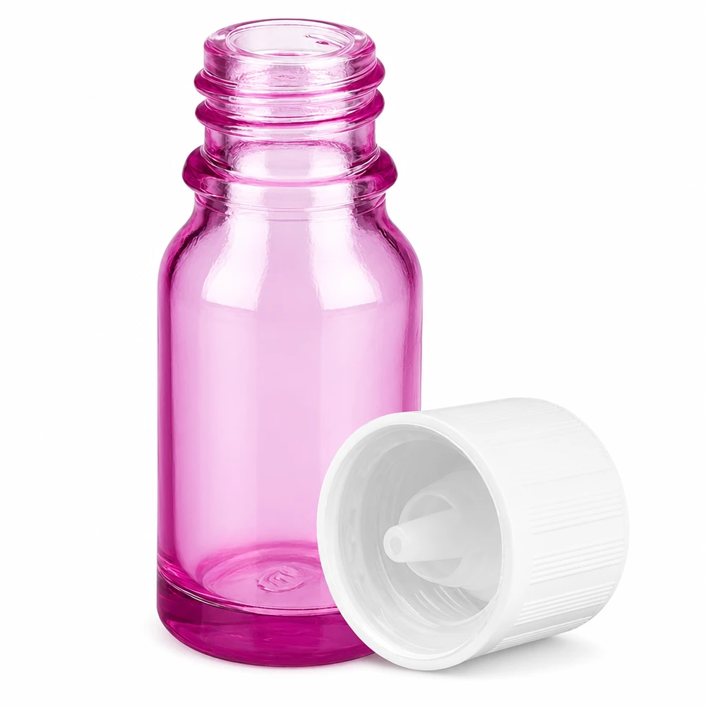 Flacone contagocce da 10 ml 1,2 mm bianco standard a prova di bambino PurpleLine.UT18/10 Flacone contagocce viola da 10 ml con apertura da 1,2 mm, perfetto per sieri ed essenze liquide.