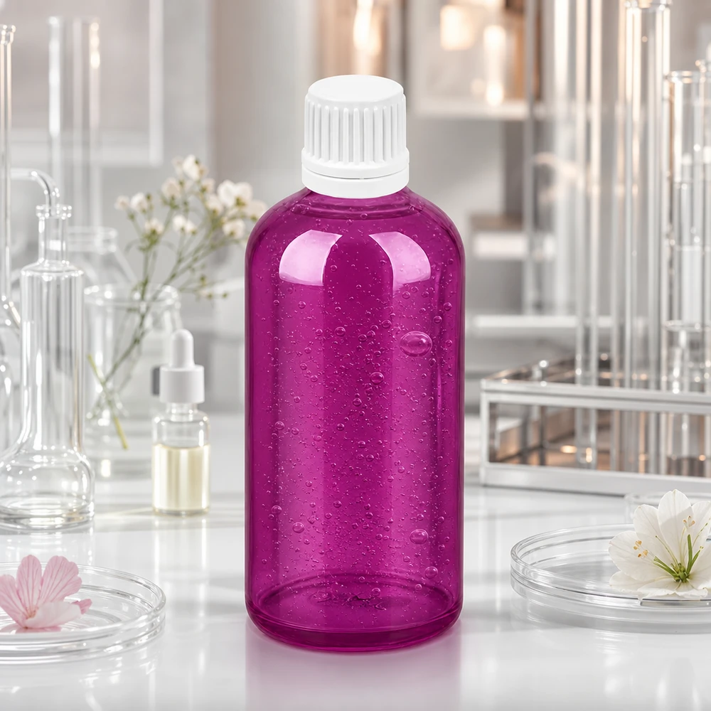 Flacone dosatore compatto da 100 ml in viola con sistema di gocciolamento preciso per cucina e officina