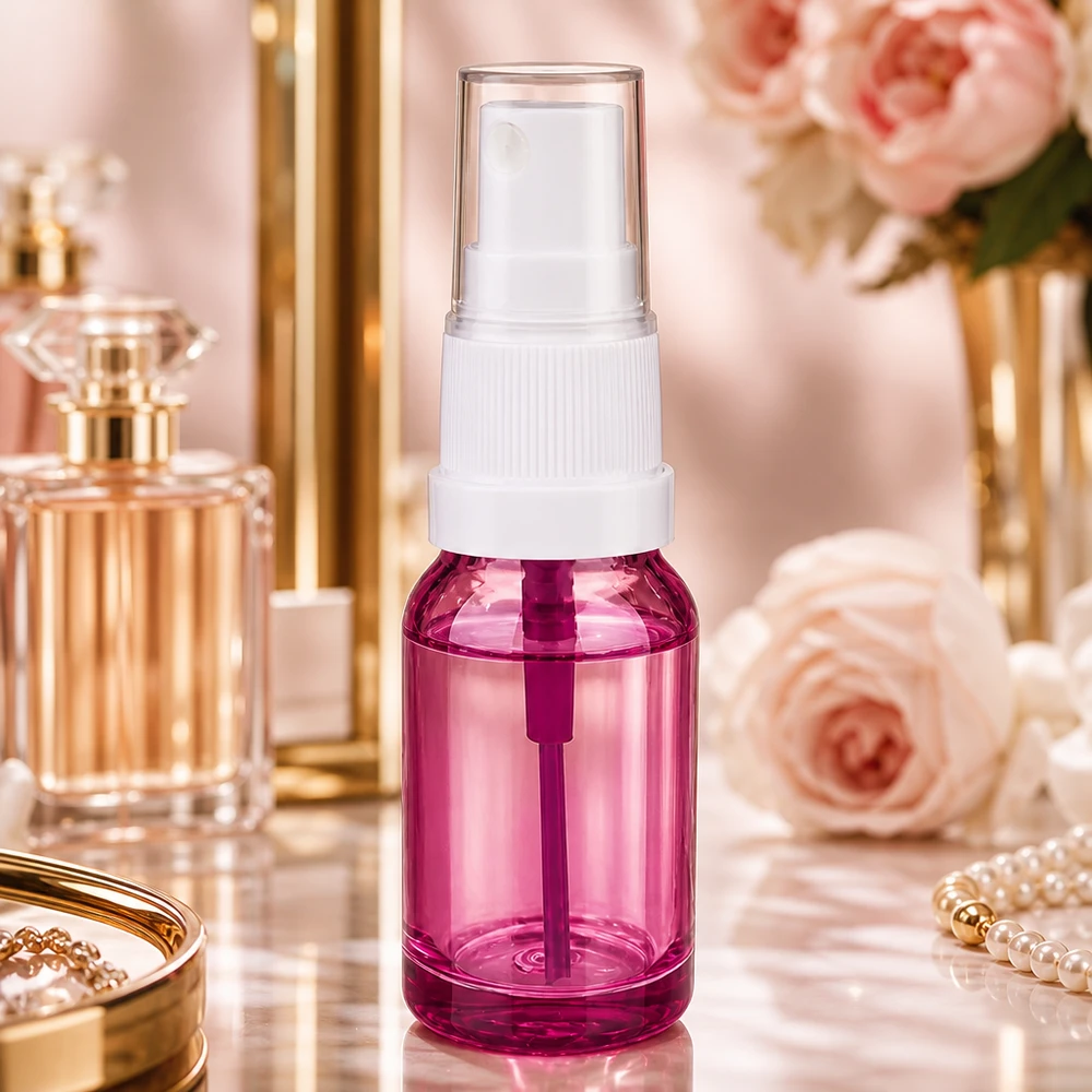 Flacone spray da 10 ml bianco/trasparente Standard PurpleLine UT18/10 Flacone spray da 10 ml dall'elegante design viola con meccanismo a pompa ergonomico bianco