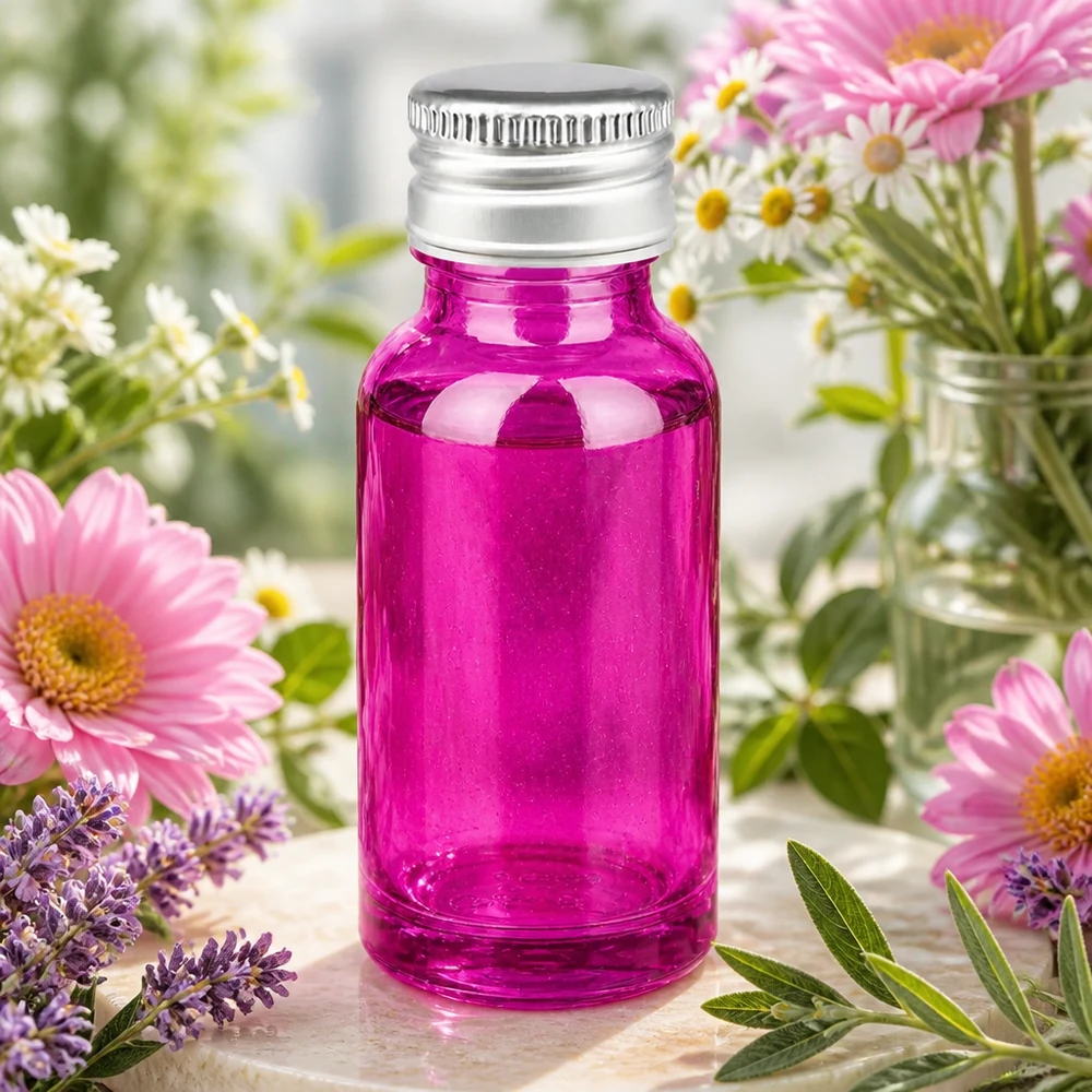 Bottiglia da 20ml tappo a vite 11mm alluminio-argento standard PurpleLine.UT18/20 Flacone da farmacia da 20 ml in viola con tappo in alluminio da 11 mm a chiusura ermetica per tinture