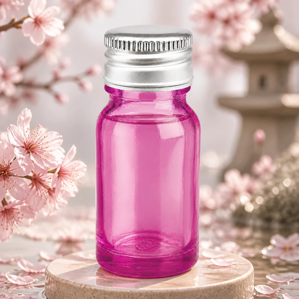 Flacone da 10 ml in vetro viola design STD con tappo in alluminio-argento resistente alla corrosione