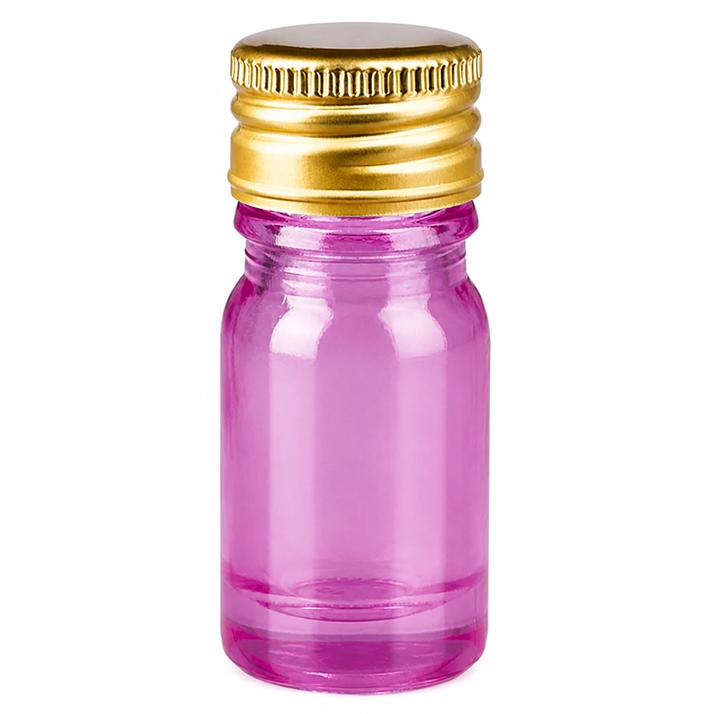 Flacone da 5ml tappo a vite 11mm alluminio oro standard PurpleLine UT18/5 Flacone in vetro PurpleLine da 5 ml con tappo SV in oro per applicazioni di aromaterapia