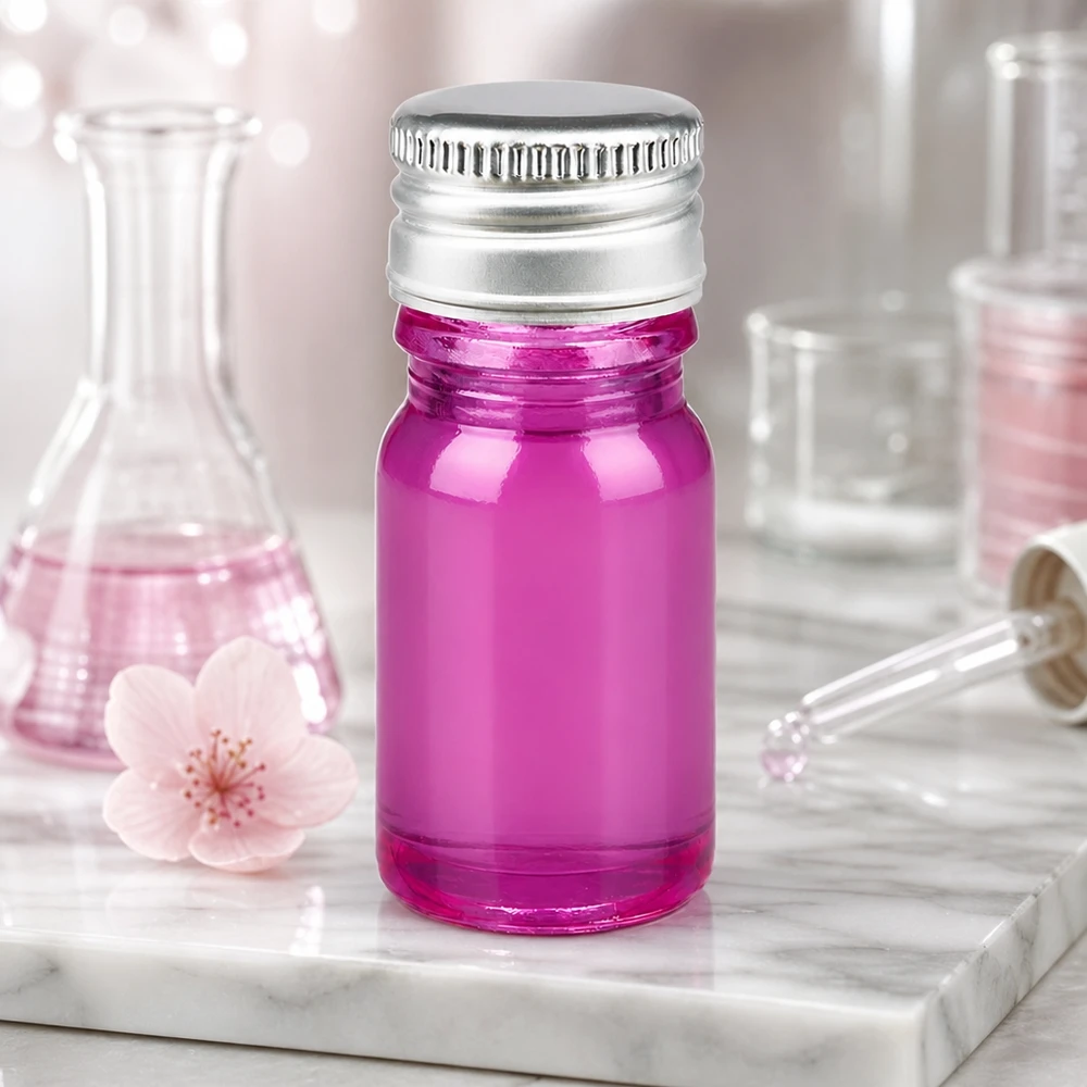 Bottiglia da 5ml tappo a vite 11mm alluminio-argento standard PurpleLine. UT18/5 Bottiglia piccola in vetro viola da 5 ml con tappo in alluminio argentato per campioni e concentrati