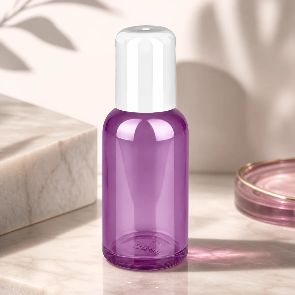 Elegante flacone roll-on da 30 ml dal design viola di tendenza per le gamme cosmetiche moderne