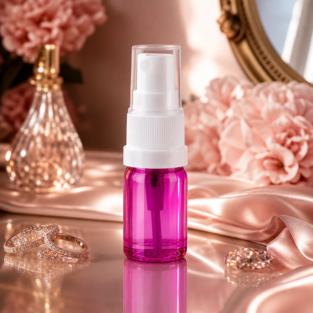Flacone spray da 5 ml bianco/trasparente Standard PurpleLine UT18/5 Elegante flacone a pompa da 5 ml in viola con nebulizzatore bianco per prodotti cosmetici pregiati