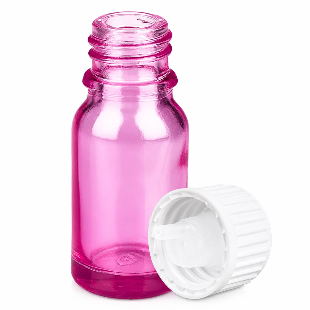 Flacone contagocce da 10 ml 0,9 mm bianco standard PurpleLine. UT18/10 Flacone in vetro viola di alta qualità da 10 ml con tappo bianco per uso farmaceutico e di laboratorio