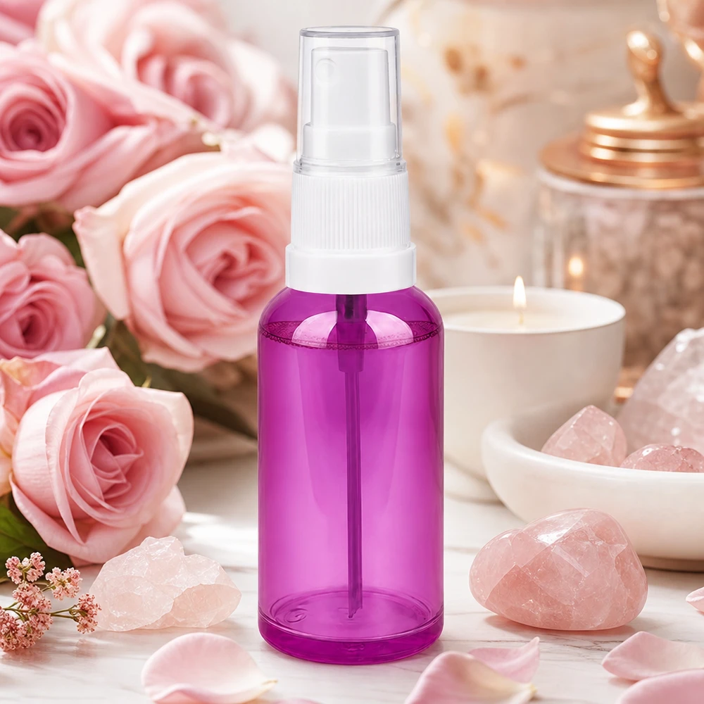 Pratico flacone PurpleLine da 50 ml con testina ergonomica di colore bianco