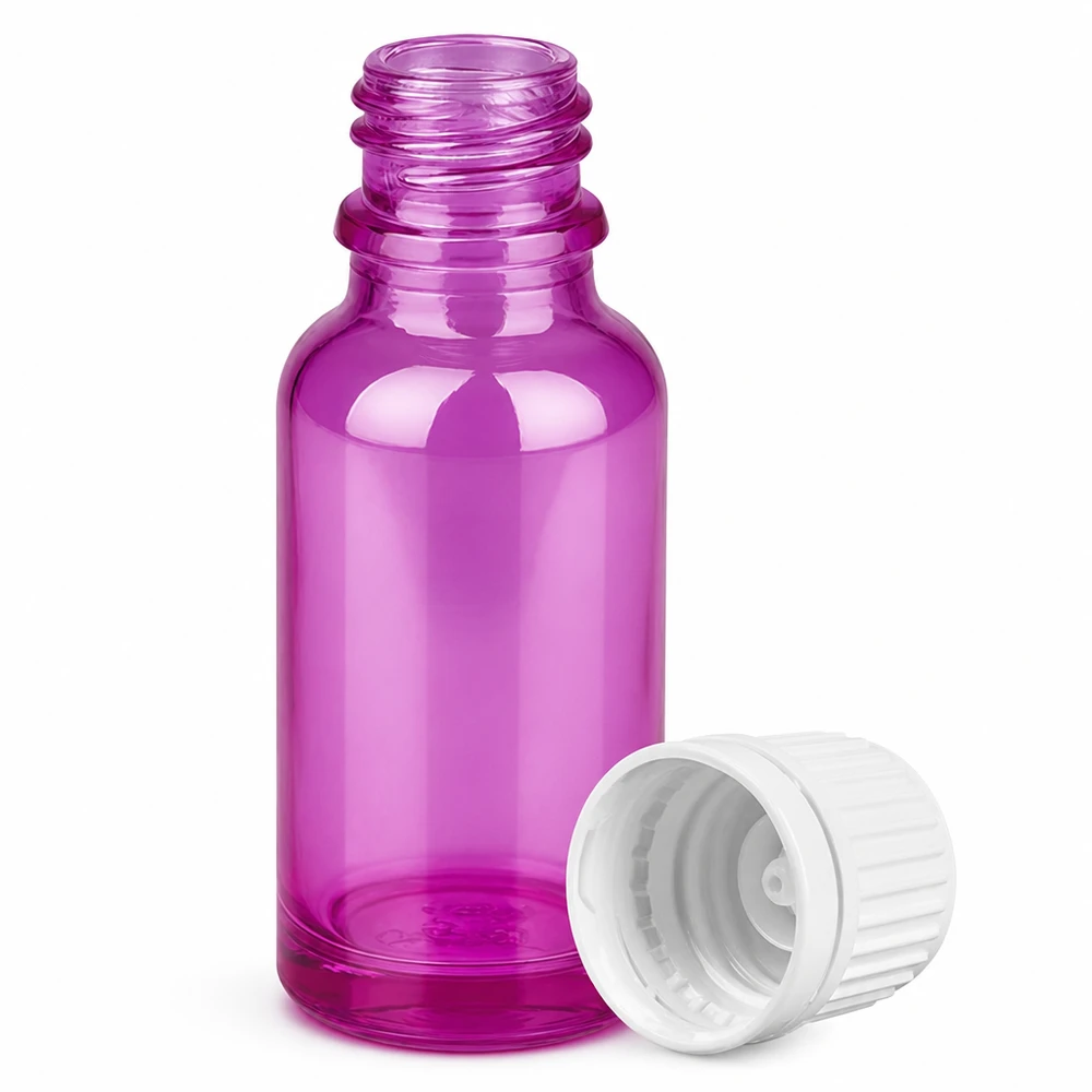 Bottiglia da 20ml tappo a vite 11mm bianco Originality tappo a vite PurpleLine UT18/20 Pratico flacone viola da 20 ml con filettatura a vite per sieri e tinture