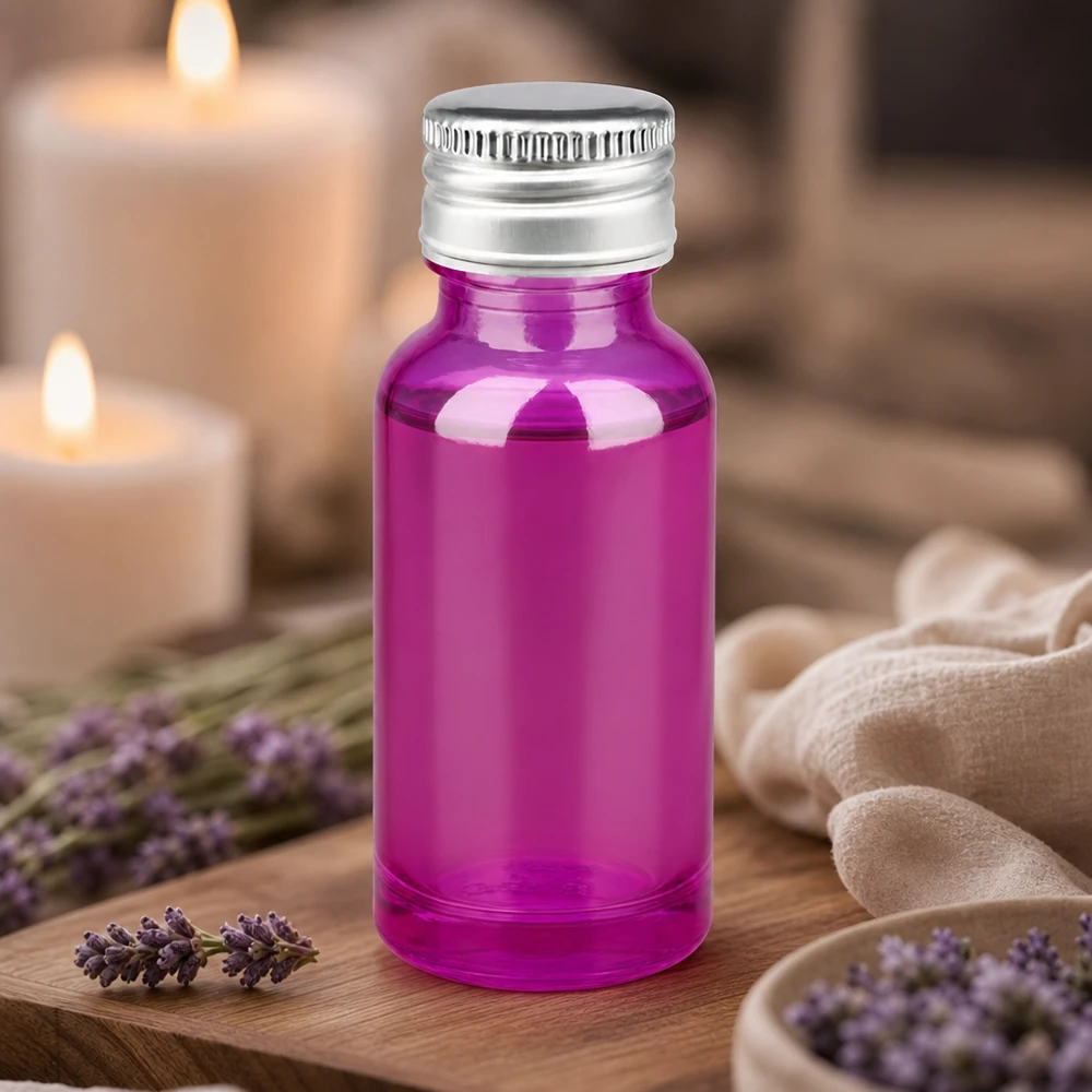Flacone viola da 20 ml con tappo in alluminio a chiusura ermetica per una conservazione sicura