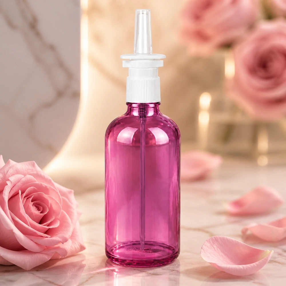 Flacone spray nasale da 100 ml bianco/trasparente standard PurpleLine UT18/100 Flacone spray PurpleLine di alta qualità da 100 ml con tappo antigoccia per uso farmaceutico