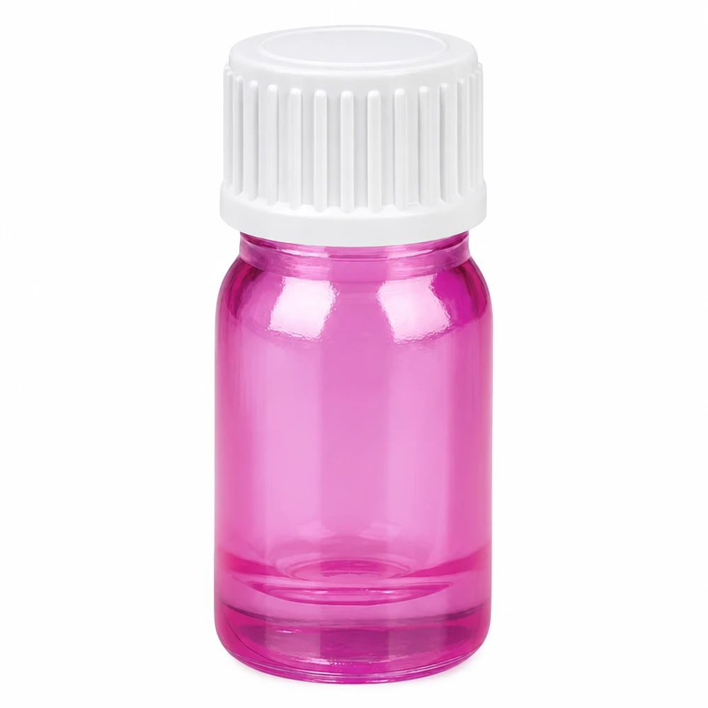 Flacone per campioni in vetro viola da 5 ml con tappo a vite bianco per laboratori e farmacie