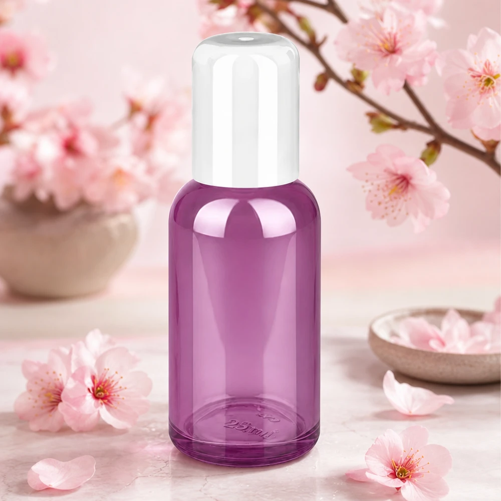Flacone roll-on viola compatto da 30 ml perfettamente porzionabile per l'uso quotidiano