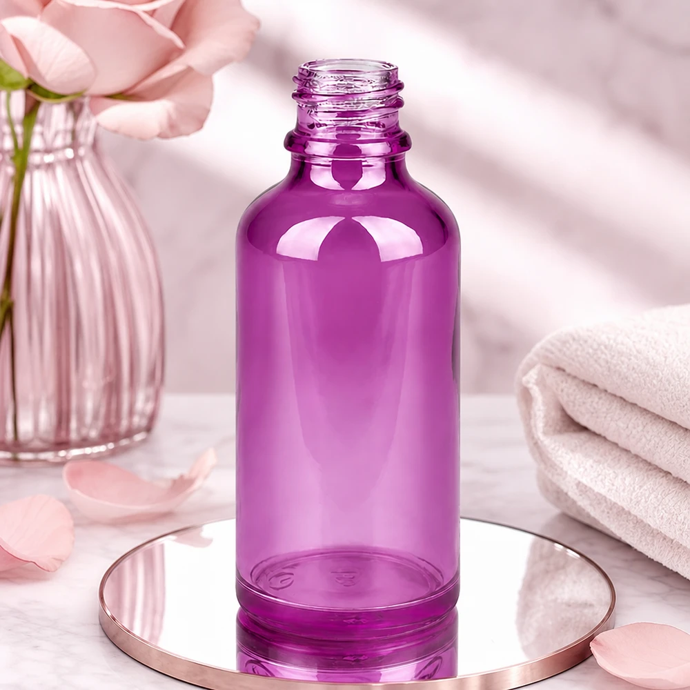 Bottiglia PurpleLine UT18/50 UNiTWIST da 50 ml, di colore viola intenso, per una presentazione elegante del prodotto.