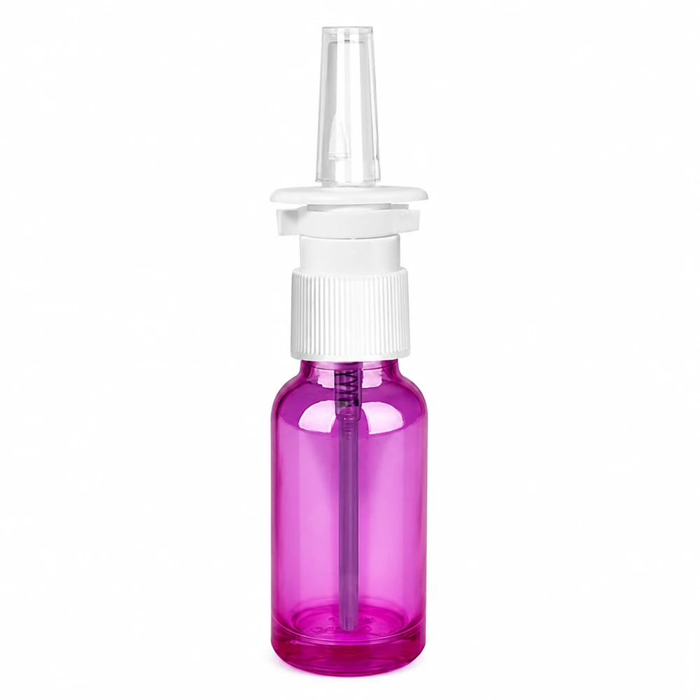 Flacone spray da 20 ml in look viola con testina standard per applicazioni mediche