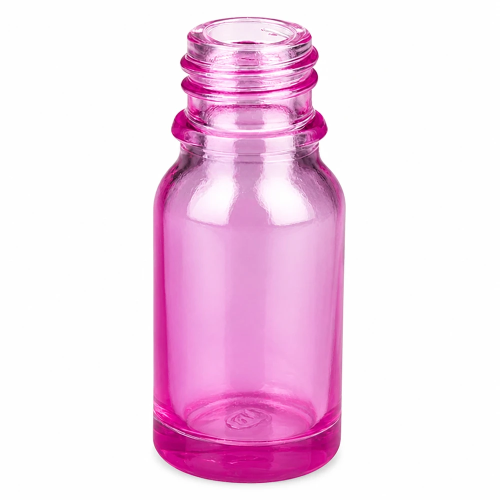 Bottiglia compatta da 10 ml in vetro PurpleLine rosa-viola con pratica filettatura UNiTWIST