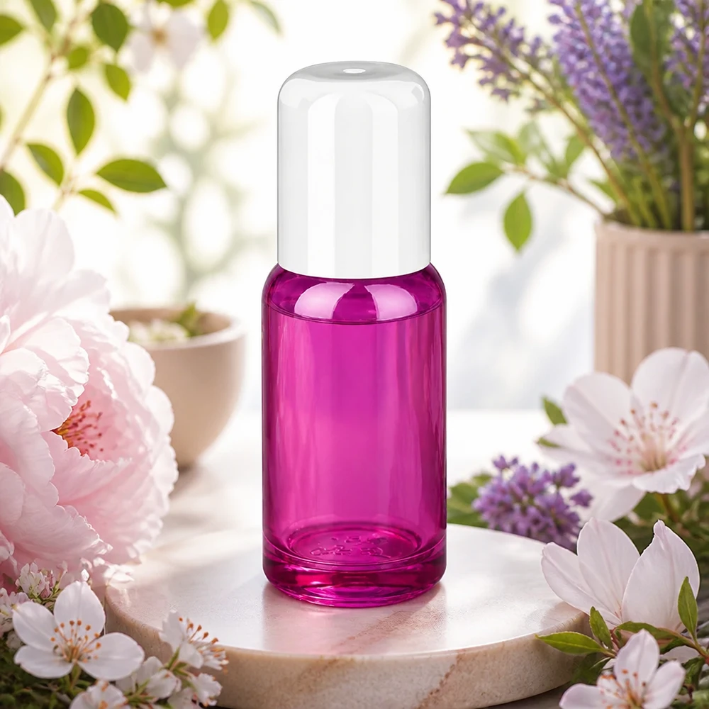 Piccolo flacone roll-on da 20 ml con tappo a prova di perdite, perfetto per i viaggi e per la borsetta.