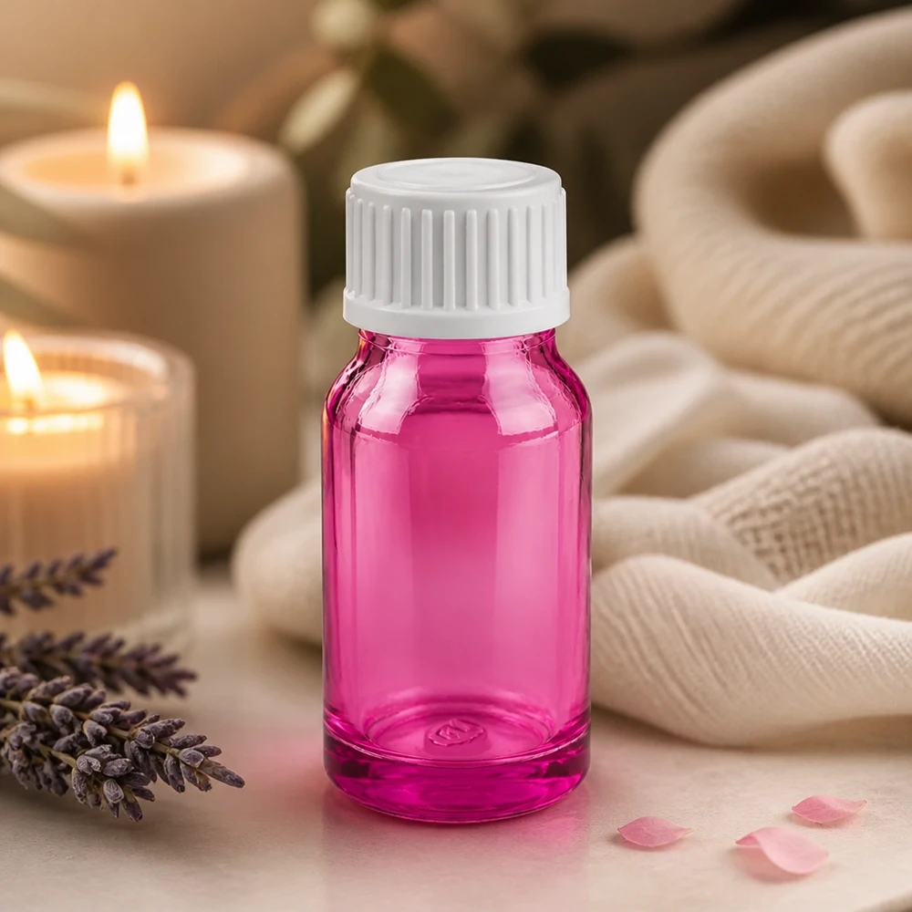 Elegante flacone contagocce viola da 10 ml con design ergonomico per un utilizzo confortevole