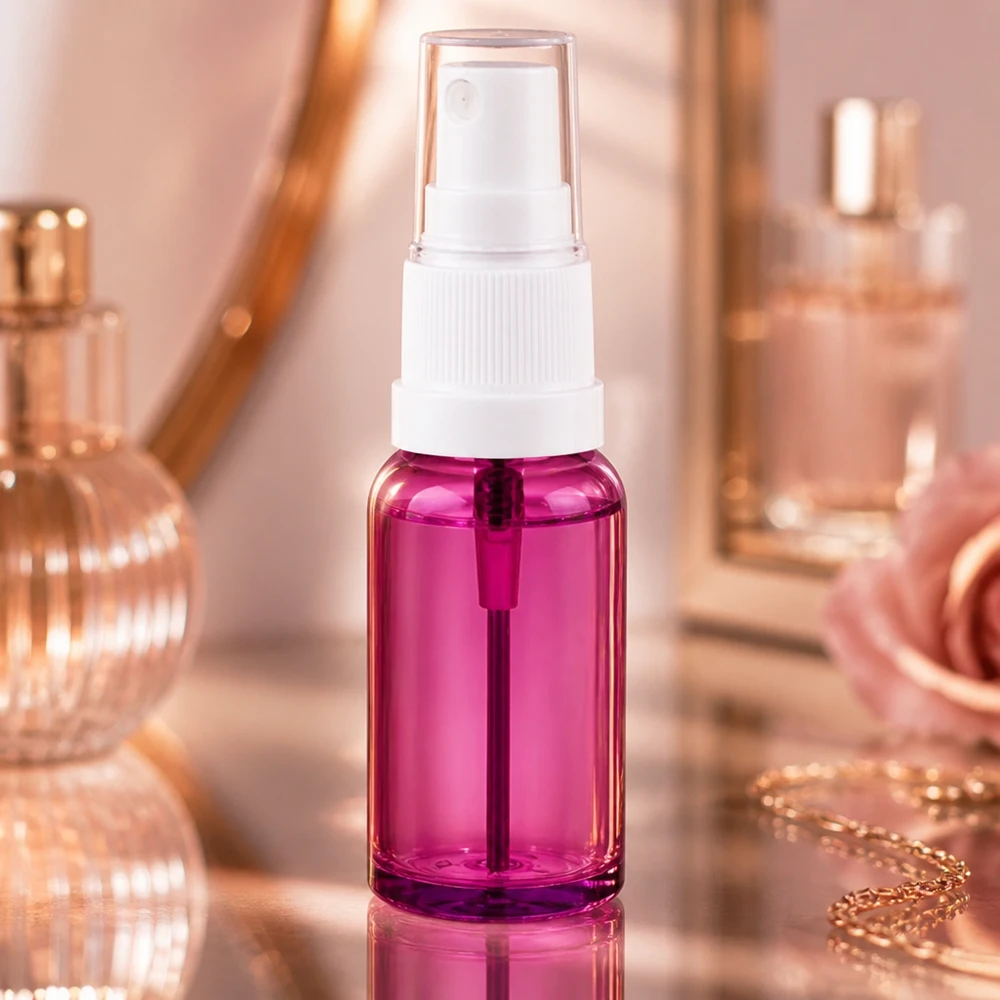 Flacone spray da 20 ml bianco/trasparente Standard PurpleLine UT18/20 Elegante mini flacone spray da 20 ml in look PurpleLine con erogatore a pompa bianco per applicazioni di bellezza