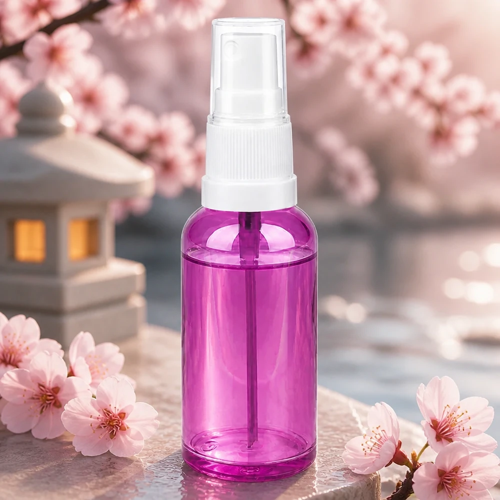 Flacone spray PurpleLine da 50 ml con testina bianca, perfetto per il tonico del viso e il tonico