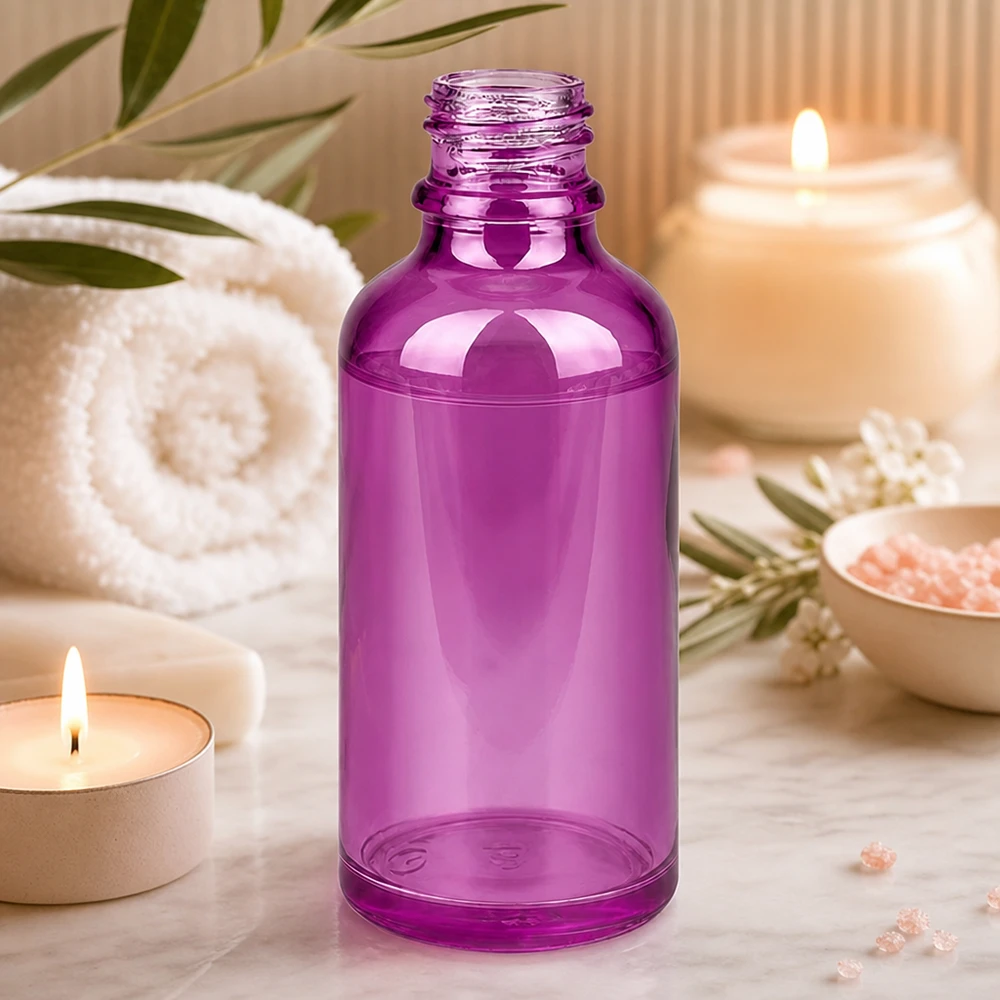 Flacone da farmacia ergonomico PurpleLine da 50 ml con design viola alla moda per cosmetici naturali
