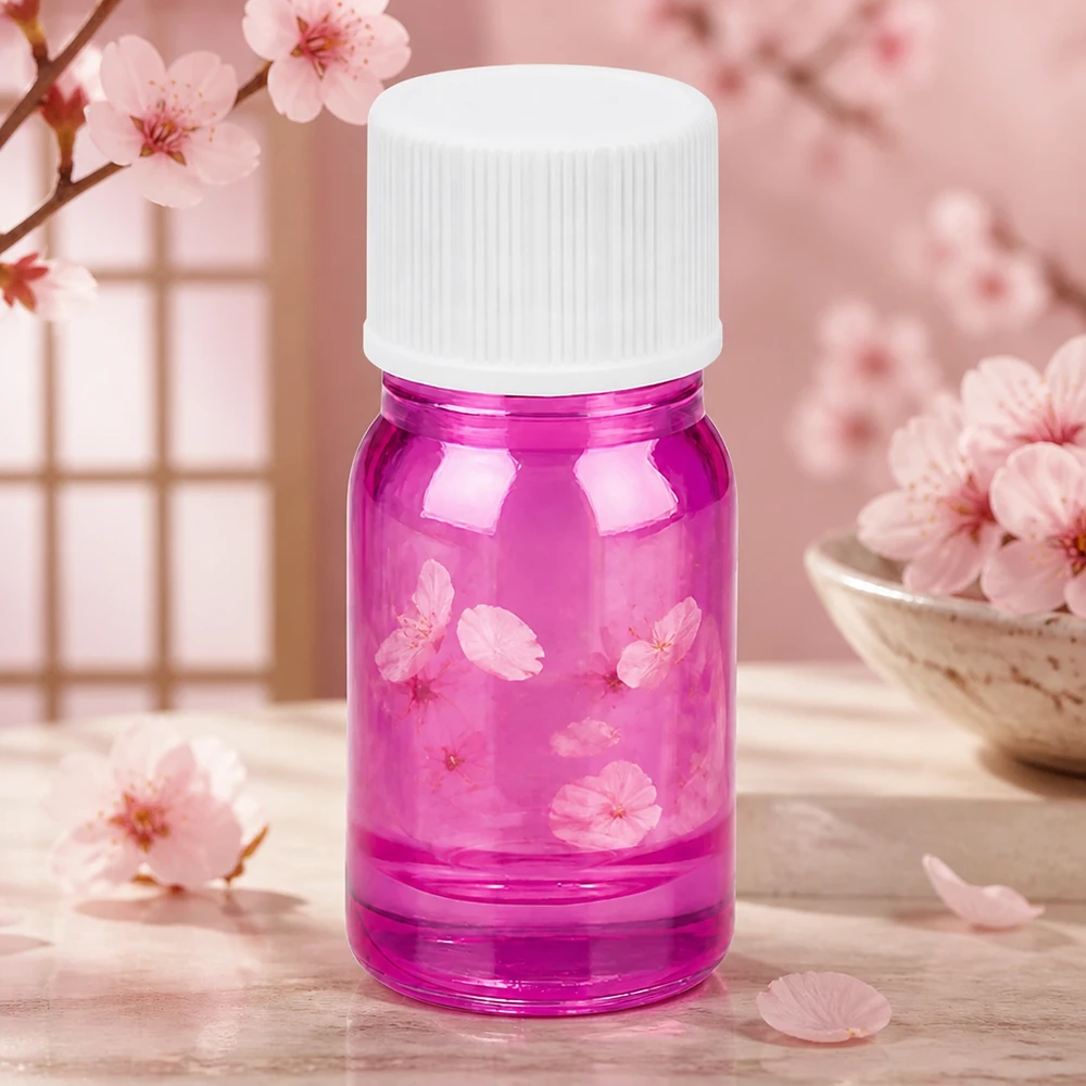 Flacone premium da 5 ml in vetro viola con tappo bianco a prova di bambino per l'uso quotidiano