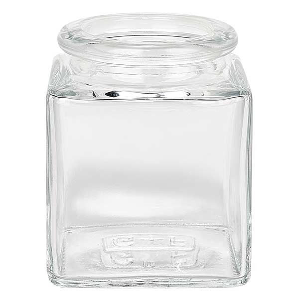 Flacone Quadratus in vetro trasparente utilizzabile con tappo in sughero 40 ml, apertura 28 mm, senza tappo in sughero 27.5/31.5