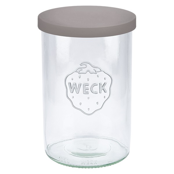 Bicchieri da 1000 ml WECK RR100 con coperchio in silicone grigio