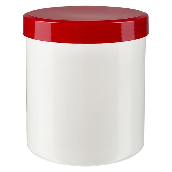 Barattolo per pomata 30 g colore bianco con tappo a vite colore rosso (PP)