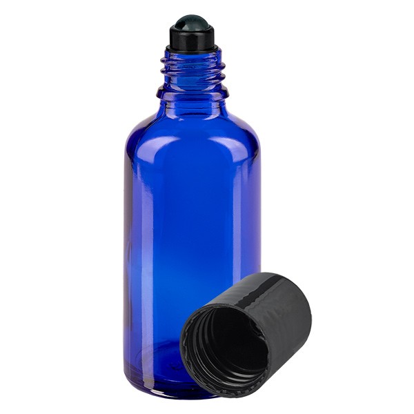 Flacone per deodorante stick in vetro blu 50 ml, roll-on vuoto