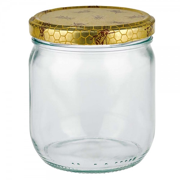 Vasetto per miele da 500 g con capsula con motivo a favo BasicSeal UNiTWIST