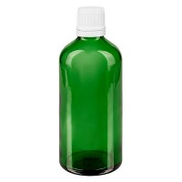 Flacone da farmacia 100 ml colore verde con tappo contagocce 1,2 mm antimanomissione colore bianco Flacone da farmacia 100 ml colore verde con tappo contagocce 1,2 mm antimanomissione colore bianco