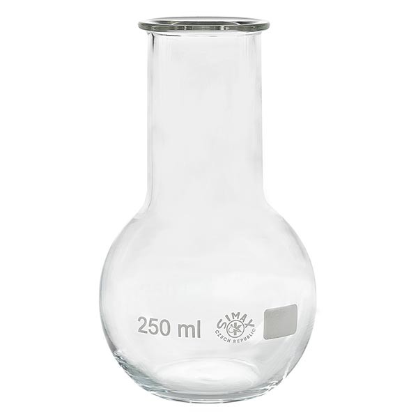 Matracci a fondo piatto 250 ml a in borosilicato a collo largo con bordo svasato